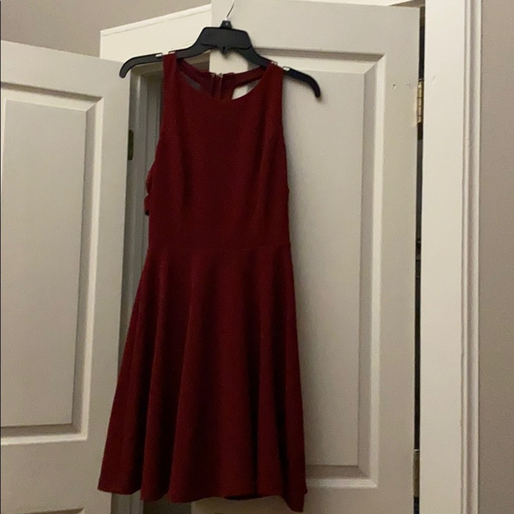 maroon skater dress w/strappy back